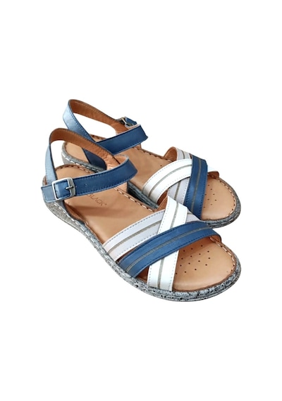 Castle Black 22382 Kadın Hakiki Deri Comfort Sandalet Lacivert Siyah