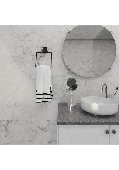 Decorev Dc-5060 Dekoratif Yapıştırmalı Banyo Mutfak Metal Kare Havluluk Askı Siyah Vidasız Gri