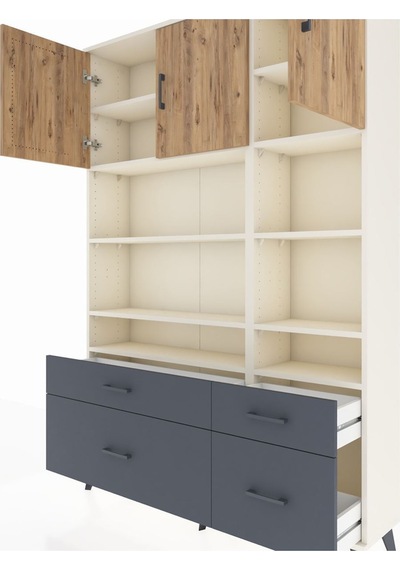 Arges Dolap 10 Raflı 4 Çekmeceli 3 Kapaklı 132x30x195 Aytaşı-çam/antrasit Atlas Çam/antrasıt Arges Dolap 10 Raflı 4 Çekmeceli 3 Kapaklı 132x30x195 Aytaşı-çam/antrasit Atlas Çam/antrasıt