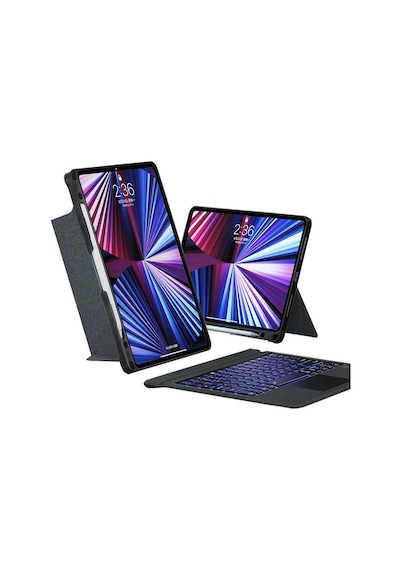 Apple Uyumlu iPad 10.9 İnç 10.nesil Fuchsia Touch Pad Klavyeli Standlı Kılıf Kılıf