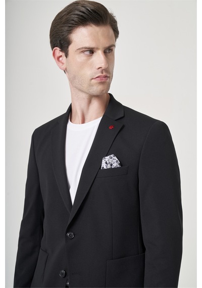 İmza Siyah Mono Yaka 6 Drop Slim Fit Beli Lastikli Takım Elbise 1001260194