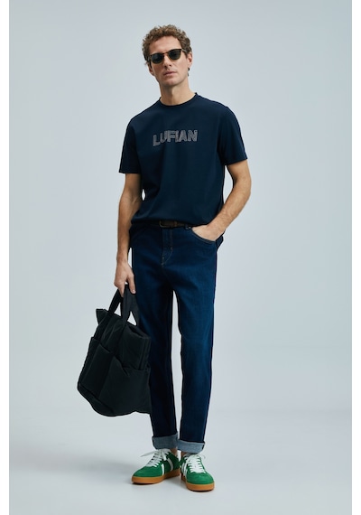 Lufian Thınk Modern Grafik T- Shirt Lacivert Lacivert 111020240100200 Lacivert