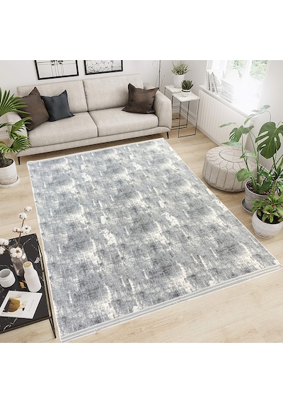 Modern Pamuklu Halı Örtüsü Savan 6m2 Dokuma 200x300 Lastiksiz Gri