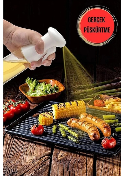Beyaz Sprey Yağdanlık Airfryer Için Yağdanlık Püskürtmeli Sprey Cam Şişe Zeytinyağı Yağ Püskürtücü