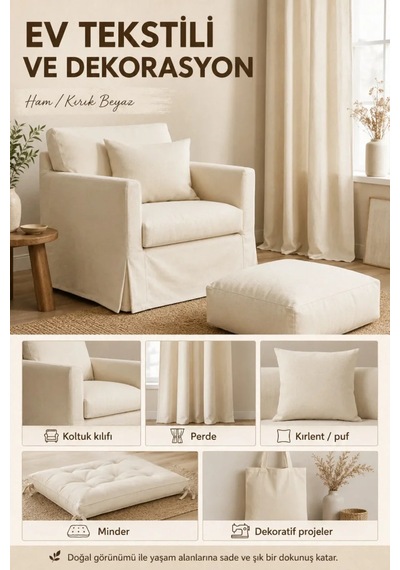 Kanvas Kumaş, Çanta , Tuval, Punch, Nakış, Branda Ve Güneşlik Yapımına Uygun En : 170cm Bej