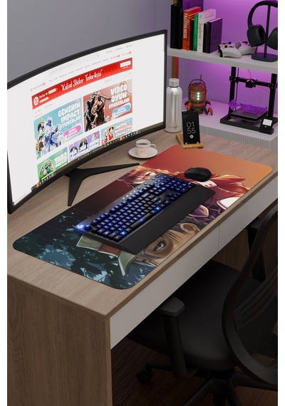 Black Lagoon Kaymaz Dikişli Kauçuk Oyuncu Mousepad V4 - 90x40 Xxl Gaming Mouse Pad Fare Altlığı