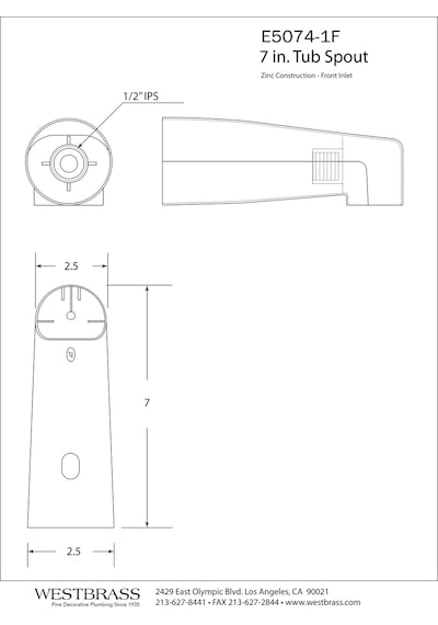 Westbrass Bakır Boru, Cilalı Krom, E5074-1f-26 İçin 7" Küvet Ağzı Altın