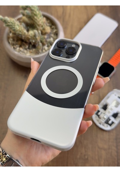 Apple iPhone 16 Pro Max Magsafe Uyumlu Mika Sararmaz Kılıf Soocase720 Gri