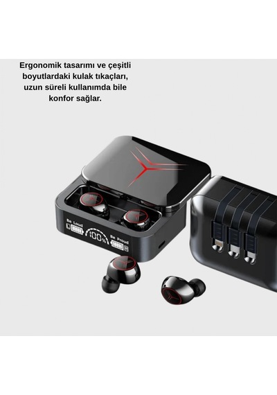 Powerbank Özellikli Bluetooth Kablosuz Kulaklık Dokunmatik Kontrol, Uzun Pil Ömrü, Ergonomik Tasar 00