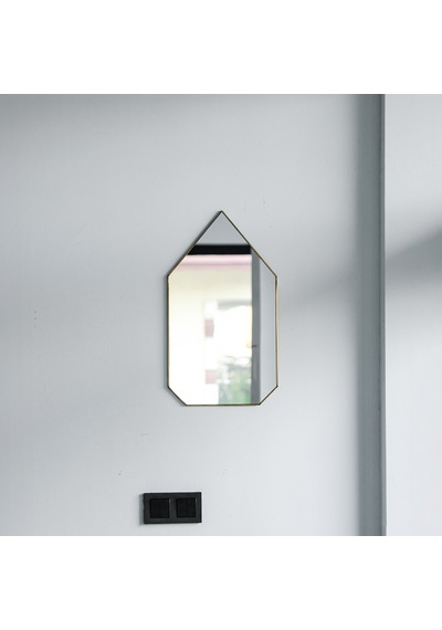 Ayna Duvar Askılı Zincirsiz Geometrik 50x30cm Antik Pirinç