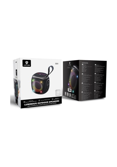 Lenyes S864 Rgb Işıklı Taşınabilir Tws Bluetooth Speaker Hoparlör V5.3 Siyah