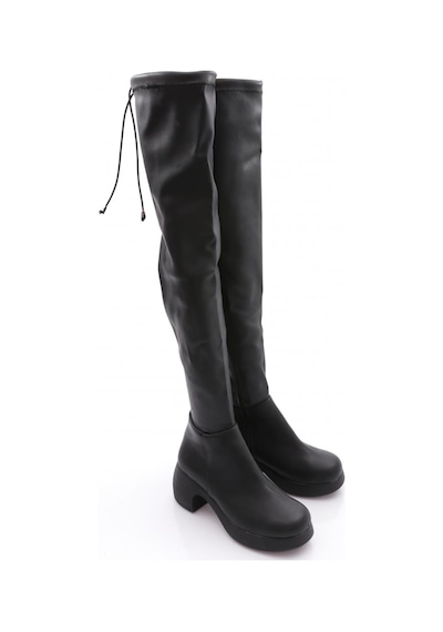 Dgn 2100 Kadin Strech Knee High Topuklu Çizme Siyah