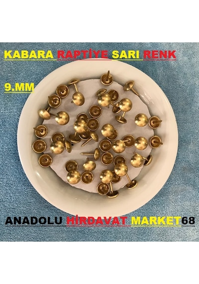 Kabara Raptiye Koltuk Çivisi Sarı Renk Çapı 9 MM Boyu 50Adet