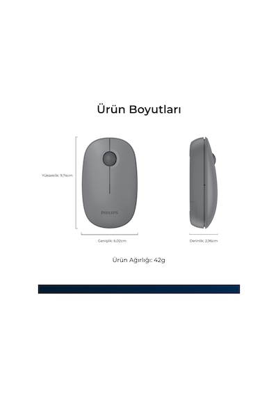 Philips SPK7378 Kablosuz 1600DPI 3 Tuşlu Optik Sessiz Mouse
