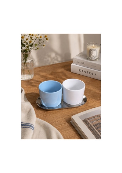 Mavi Seramik Kupa 175 Ml Minimal Kahve Kupası Çay Fincanı Espresso Ve Türk Kahvesi Bardağı Mavi - 902337607 Mavi