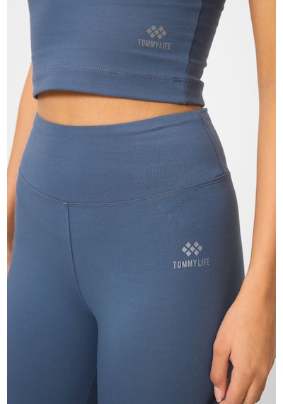 Tommylife Petrol Yüksek Bel Kapri-crop Atlet Slim Fit Kadın Tayt Takım - 95284