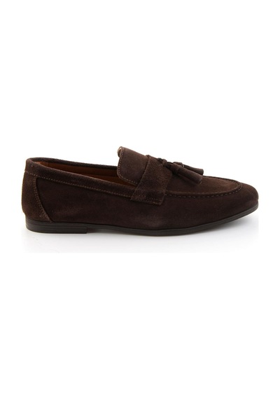 Kahve Hakiki Deri Erkek Loafer Ayakkabı E01594456502 Kahve