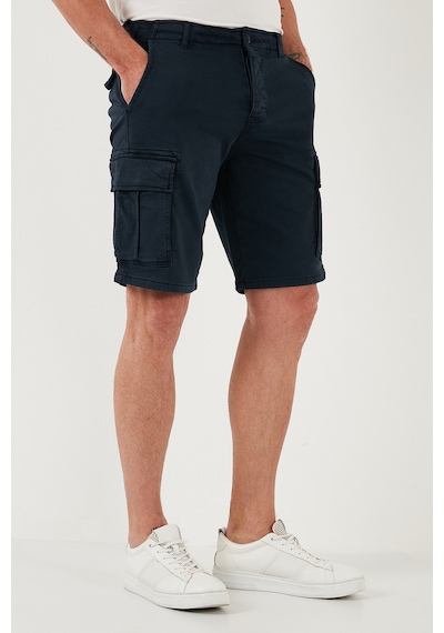Buratti Streç Pamuklu Regular Fit Normal Bel Kargo Cepli Erkek Şort 4510S79Milan Indigo