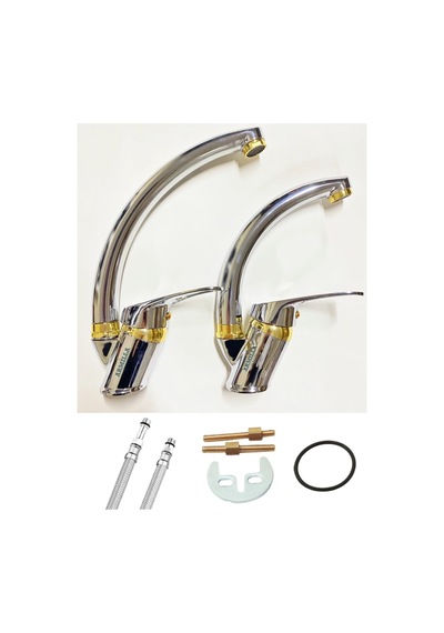 Krom Gold Mix Kuğu Banyo Mutfak Ve Lavabo Bataryası Musluğu 3 Lü Set Diğer
