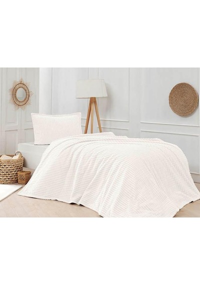 Merinos Modern Line Çift Kişilik Battaniye Seti Krem Krem