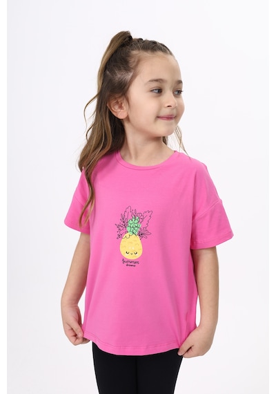 Toontoy Kids Toontoy Kız Çocuk Baskılı Bisiklet Yaka Kısa Kollu Tişört Fusya Toontoy Kids Toontoy Kız Çocuk Baskılı Bisiklet Yaka Kısa Kollu Tişört Fusya