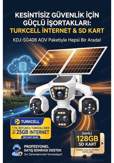 5 Kameralı 4g/e-sım Destekli 18x Zoom Ptz Güneş Enerjili Profesyonel Dış Mekân Güvenlik Kamerası 25gb