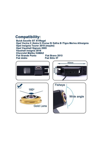 Tr Hd Balık Gözü Lens Arka Görüş Kamerası Renkli Kamera Park Kamerası Buick Excelle/raf/opel Vectra/astra/corsa/