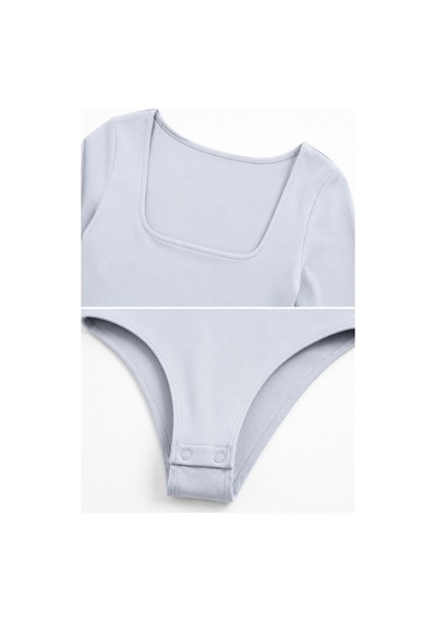 Feg Store Buz Mavisi Uzun Kollu Kare Yaka Alttan Çıtçıtlı Body Mavi