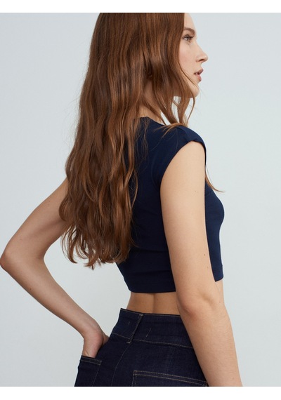 Dilvin 30528 Modal Pamuklu T-shirt-lacivert Lacivert