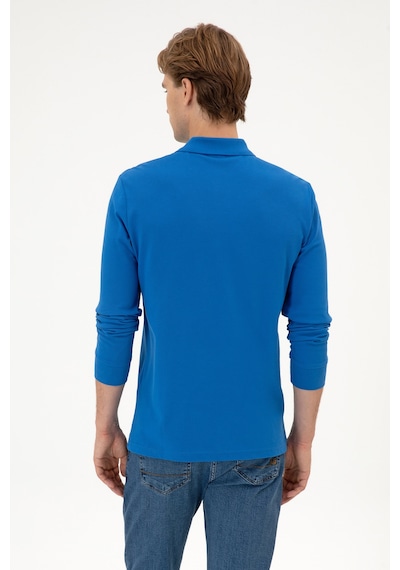 U.S. Polo Assn. Erkek Regular Fit Polo Yaka Koyu Mavi Basic Sweatshirt 50313772-VR032
