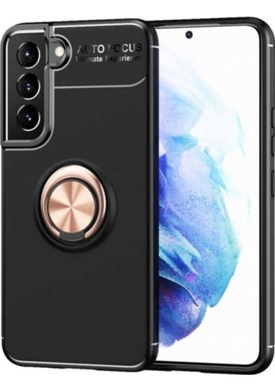 Galaxy S22 Plus Kılıf Zore Ravel Silikon Kapak Siyah-Rose Gold