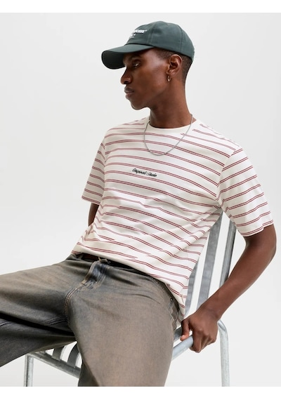 Jack & Jones Jack&jones Jornorrebro Stripe Tee Erkek T-shirt 12291021 Bordo