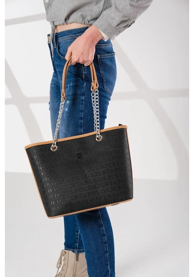Just Polo Zincir Detaylı Yeni Sezon Kadın Omuz Çantası 234035mh Siyah Camel