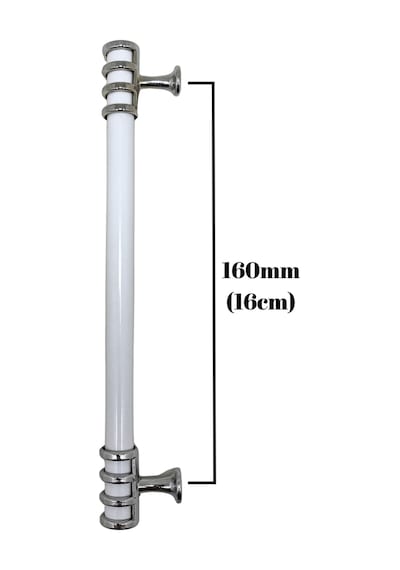 Detay Boru Beyaz Krom Dolap Kulpu Mobilya Ve Mutfak Dolap Kulpu Beyaz - Krom 160mm 4 Adet Beyaz Krom
