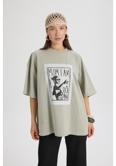 Mai Studıos Mai Studios Co. Rich Woman Oversize Gri T-shirt Gri