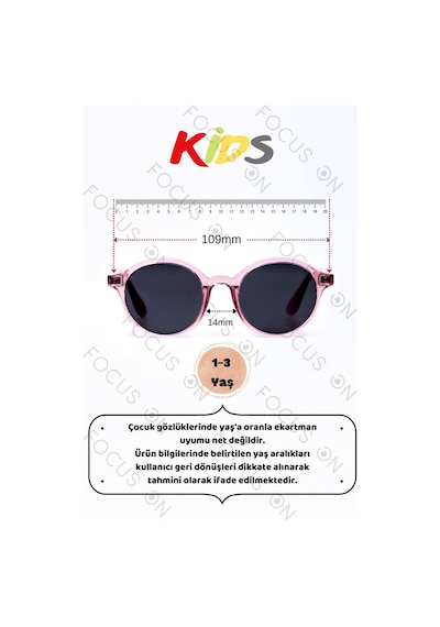 Focus On KS006-C14-P-FÜME Pembe Polarize Çocuk Güneş Gözlüğü