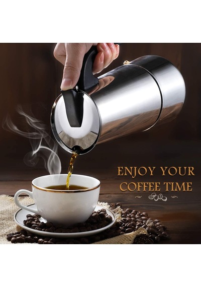 Paslanmaz Çelik Ocak Üstü 4 Cup Fincan Moka Pot Espresso Cin285-4