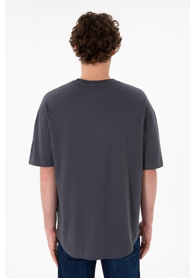 U.S. Polo Assn. Erkek Long Fit Bisiklet Yaka Antrasit Basic Tişört 50305988-VR006
