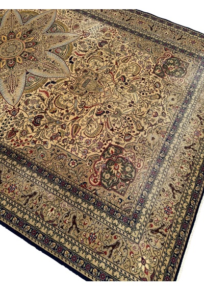 El Dokuma Vintage Bünyan Halısı 200x320 Lacivert Eskitme Yün Halı Lacivert