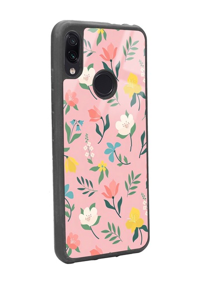 Xiaomi Redmi Note 7 Pinky Flowers Tasarımlı Glossy Telefon Kılıfı Çok Renkli