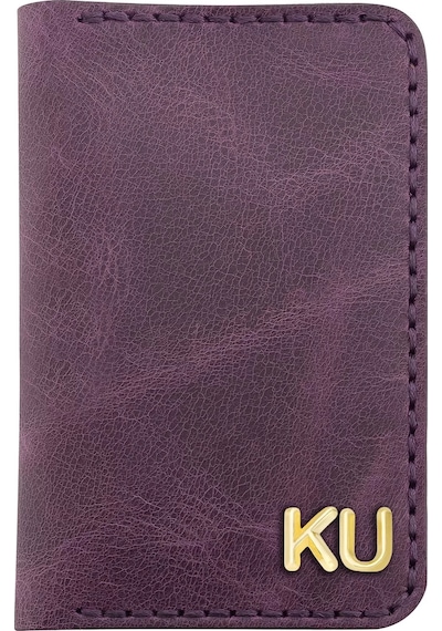 Twingold İsme Özel Dikey Mini Cüzdan - %100 Rainbow Deri - A010005 - Mor Mor