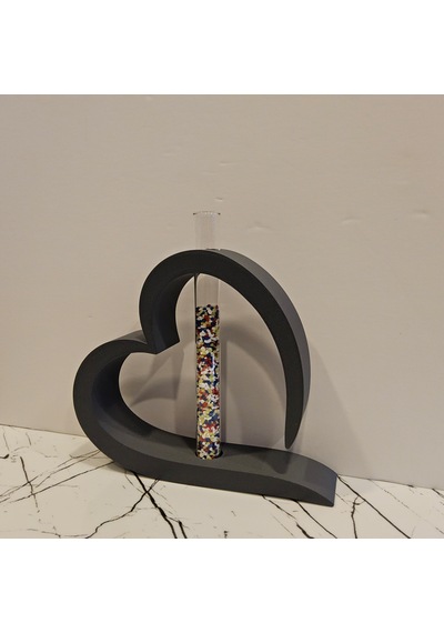 Kalp Tasarımlı Dekoratif 3d Baskı - Gri-