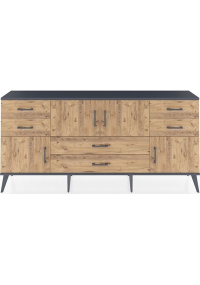 Arges Konsol Tek Raflı 6 Çekmeceli 4 Kapaklı 176x30x83 Antrasit-çam/çam Çam/çam Arges Konsol Tek Raflı 6 Çekmeceli 4 Kapaklı 176x30x83 Antrasit-çam/çam Çam/çam