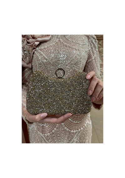 Bukawear Büka Kadın Gold Kaplamalı Taşlı Parmak Geçmeli Şık Abiye Çanta Gold - 692755073 Gold