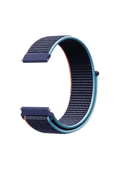 Caseonn Xiaomi Mi Watch Revolve Active Kordon Hasır Kumaş Nylon Kayış Lacivert Turuncu