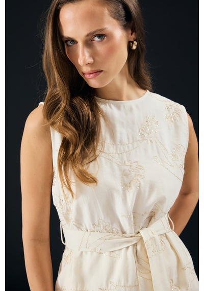 Sateen Dina Bluz - Taş-137324