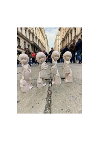 4 Adet Modern Çantalı Kızlar Taş Boyama Seti 13 Cm Boy / Anne, Çocuk, Yetişkin Etkinlik