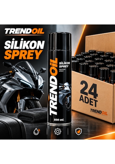 Trendoil Silikon Sprey 500 Ml Motosiklet Plastik Kauçuk Metal Yüzey Bakım Ve Parlatıcı Sprey 24'lü Paket