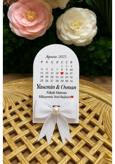 Uv Baskı Pleksi Magnet Söz, Nişan, Nikah, Düğün, Kına 10 Adet Fuşya