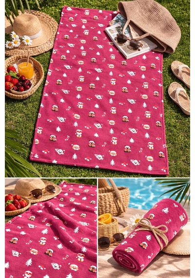 Kadife 70x140 Cm Unisex Renkli Desenli Plaj Havlusu Baveno Mavi